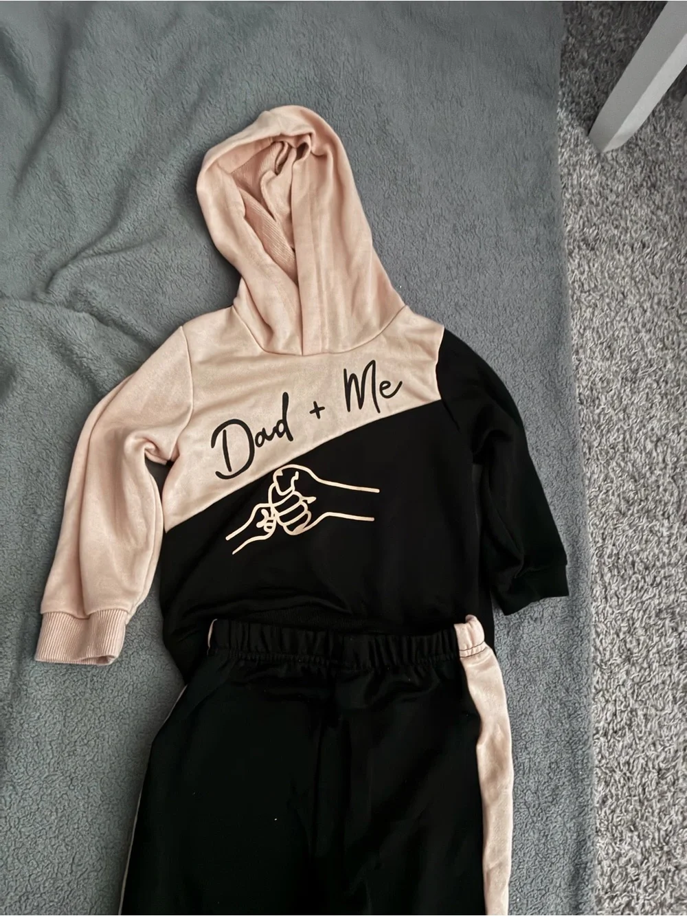 SHEIN Black and Light Pink 'Dad + Me' Sweatshirt & Joggers Set
